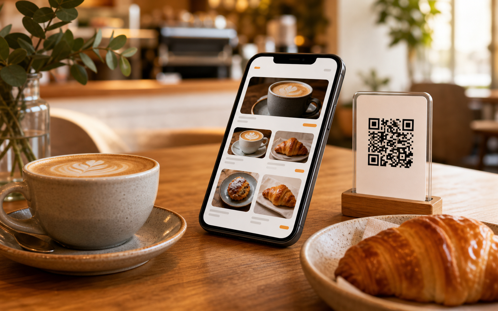 Menú digital QR en una cafetería